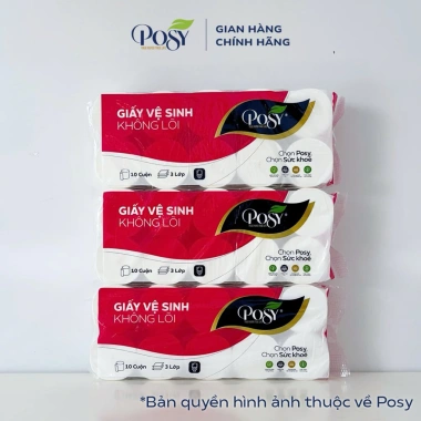 Combo Nắng Hạ 03 Bịch Giấy Vệ Sinh Posy 10 Cuộn 3 Lớp Mềm Mịn Tiết Kiệm 193.500₫