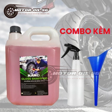 Combo Nano 5L Xà Bông Rửa Xe Bọt Tuyết Hương Dâu Nho, Bình Xịt 850ml, Phễu Tiện Dụng - Giá 160.000₫
