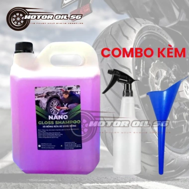 Combo Nano 5L Xà Bông Rửa Xe Bọt Tuyết Hương Dâu Nho, Bình Xịt 850ml, Phễu Tiện Dụng - Giá 160.000₫