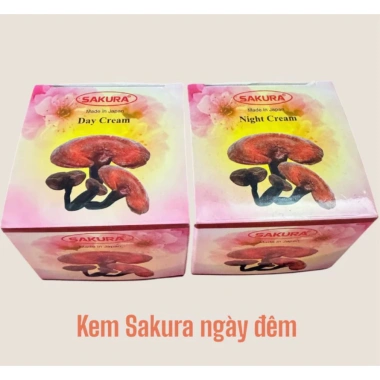 Combo ngày đêm Sakura dưỡng trắng da mờ nám tàn nhang giảm thâm sạm chính hãng