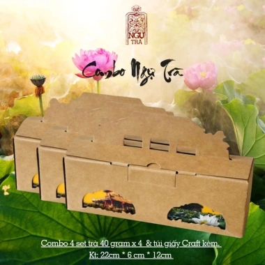Combo Ngự Trà Cung Đình Nguyễn: 4 Hộp Trà Quà Tặng 40g, Giá Ưu Đãi 470.000₫