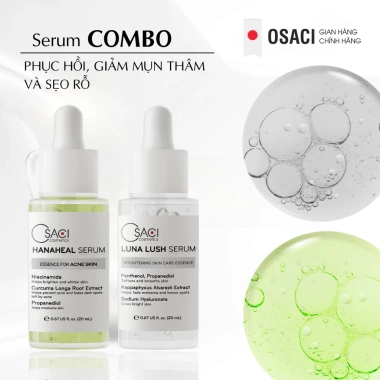 Combo Ngừa mụn & Thâm sẹo Osaci Hana Heal + Serum Luna Lush 20ml + Kem UmiSunBlock - 653.040₫