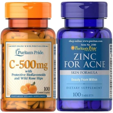 Combo Ngừa Mụn Zinc + Vitamin C Puritan's Pride - Giảm Mụn, Mờ Thâm, 449.000 VND 2