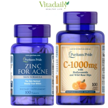 Combo Ngừa Mụn Zinc + Vitamin C Puritan's Pride - Giảm Mụn, Mờ Thâm, 449.000 VND 3