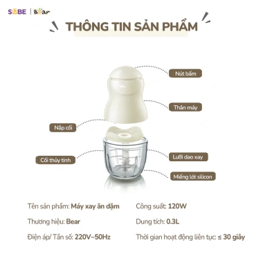 Combo Nồi Nấu Chậm Bear 0.8L + Máy Xay Ăn Dặm 0.3L - Nấu nhanh, Xay mịn, 1.047.000 VND 8