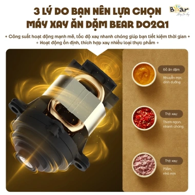 Combo Nồi Nấu Chậm Bear 0.8L + Máy Xay Ăn Dặm Bear D02Q1 Cầm Tay Bé – 1.115.000 VND 7