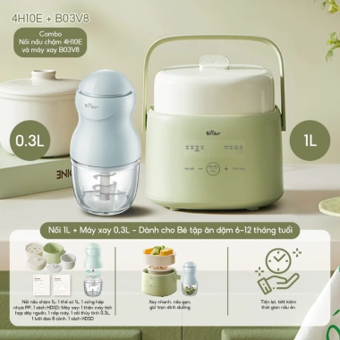 Combo Nồi Nấu Chậm BEAR 4H10E 1L + Máy Xay Ăn Dặm B03V8 0.3L - Tiết kiệm cho Mẹ Bé, Giá ưu đãi 1.153.000đ 10