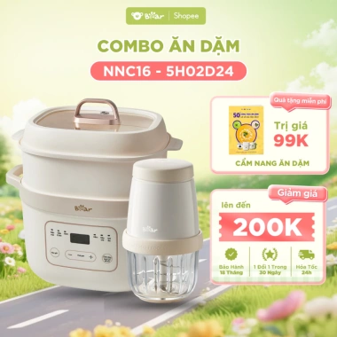 Combo Nồi Nấu Chậm Bear NNC16 1.6L + Máy Xay Ăn Dặm Bear 5H02D24 0.3L - Giá ưu đãi 1.114.000 VND