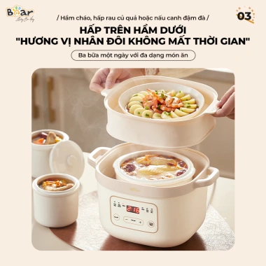 Combo Nồi Nấu Chậm Bear NNC16 1.6L + Máy Xay Ăn Dặm Bear 5H02D24 0.3L - Giá ưu đãi 1.114.000 VND 3 Combo Nồi Nấu Chậm Bear NNC16 1.6L + Máy Xay Ăn Dặm Bear 5H02D24 0.3L - Giá ưu đãi 1.114.000 VND 3