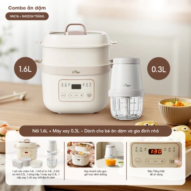 Combo Nồi Nấu Chậm Bear NNC16 1.6L + Máy Xay Ăn Dặm Bear 5H02D24 0.3L - Giá ưu đãi 1.114.000 VND 10 Combo Nồi Nấu Chậm Bear NNC16 1.6L + Máy Xay Ăn Dặm Bear 5H02D24 0.3L - Giá ưu đãi 1.114.000 VND 10