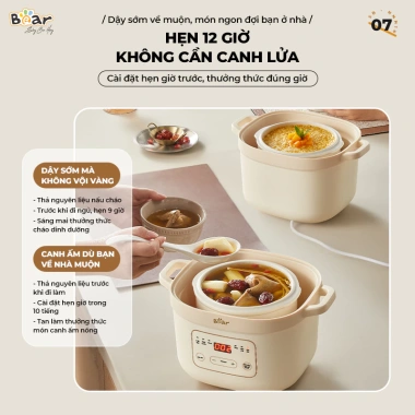 Combo Nồi Nấu Chậm BEAR NNC16 1.6L + Máy Xay Ăn Dặm Bear D02Q1 - Giá chỉ 1.499.000₫, tiết kiệm & tiện lợi