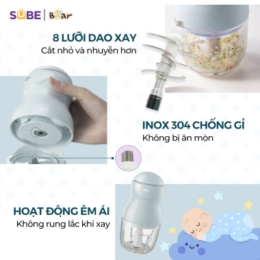 Combo Nồi Nấu Chậm Bear NNC16 1.6L + Máy Xay Ăn Dặm GR B03V8 0.3L 8 lưỡi dao - Giá ưu đãi 1,431,000₫