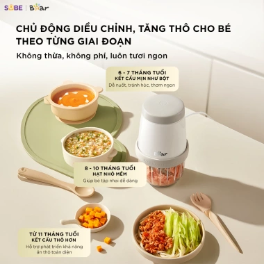 Combo Nồi Nấu Cháo Chậm Bear 1L + Máy Xay Đồ Ăn Dặm 0.3L 8 Lưỡi Giá ưu đãi 1,095,000₫ 8