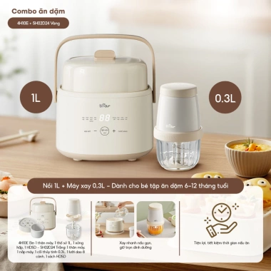 Combo Nồi Nấu Cháo Chậm Bear 1L + Máy Xay Đồ Ăn Dặm 0.3L 8 Lưỡi Giá ưu đãi 1,095,000₫ 13