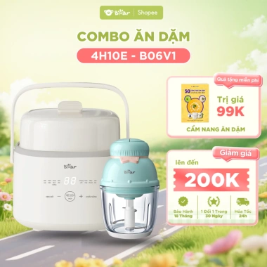 Combo Nồi Nấu Cháo Chậm Bear 4H10E 1L + Máy Xay Ăn Dặm B06V1 0,6L - 1.249.000₫