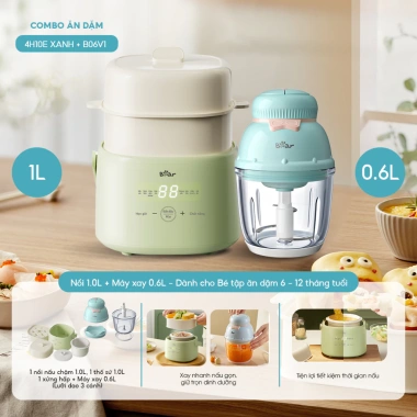 Combo Nồi Nấu Cháo Chậm Bear 4H10E 1L + Máy Xay Ăn Dặm B06V1 0,6L - 1.249.000₫