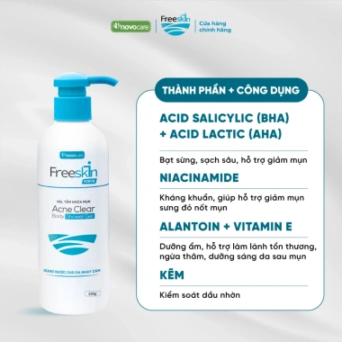 Combo Novocare Freeskin: Xịt mụn 80ml + Gel tắm ngừa mụn lưng 250ml + Xịt mờ thâm 80ml - Giá chỉ 580.000đ 3 Combo Novocare Freeskin: Xịt mụn 80ml + Gel tắm ngừa mụn lưng 250ml + Xịt mờ thâm 80ml - Giá chỉ 580.000đ 3