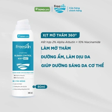 Combo Novocare Freeskin: Xịt mụn 80ml + Gel tắm ngừa mụn lưng 250ml + Xịt mờ thâm 80ml - Giá chỉ 580.000đ