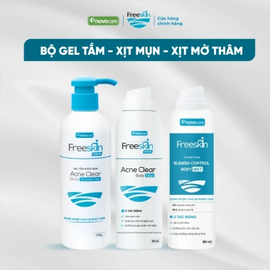 Combo Novocare Freeskin: Xịt mụn 80ml + Gel tắm ngừa mụn lưng 250ml + Xịt mờ thâm 80ml - Giá chỉ 580.000đ 9 Combo Novocare Freeskin: Xịt mụn 80ml + Gel tắm ngừa mụn lưng 250ml + Xịt mờ thâm 80ml - Giá chỉ 580.000đ 9
