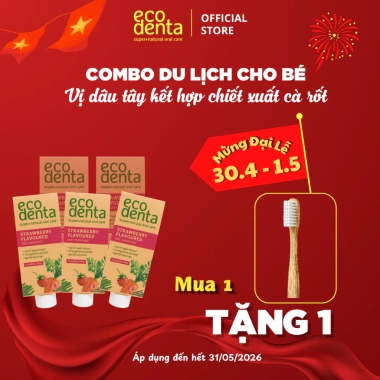 Combo Nụ Vu Vi 5 tuýp 10ml - Kem đánh răng Ecodenta vị dâu trẻ em, chiết xuất cà rốt, chỉ 150.000 VND (giá gốc 195.000)