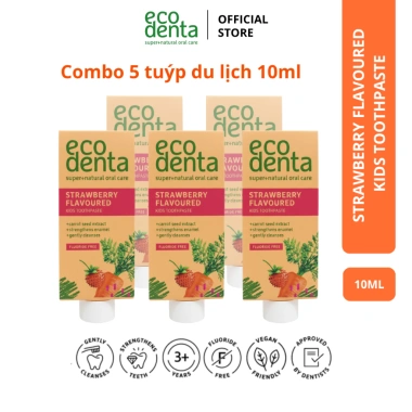 Combo Nụ Vu Vi 5 tuýp 10ml - Kem đánh răng Ecodenta vị dâu trẻ em, chiết xuất cà rốt, chỉ 150.000 VND (giá gốc 195.000)