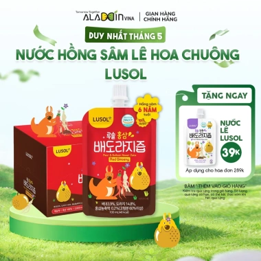 Combo nước hồng sâm Lusol hoa chuông đen cho bé 12 tháng, vị ngọt tự nhiên, thanh mát, chỉ 169.000đ