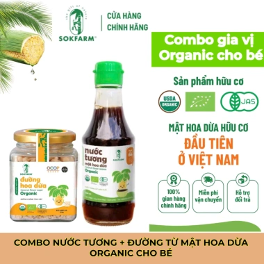Combo Nước Tương + Mật Hoa Dừa Organic Sokfarm cho bé không chất bảo quản không gluten an toàn 148.000