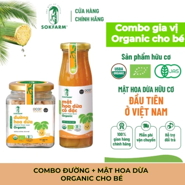 Combo Nước Tương + Mật Hoa Dừa Organic Sokfarm cho bé không chất bảo quản không gluten an toàn 148.000