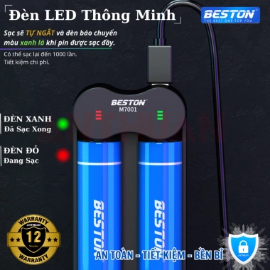 Combo Pin Sạc 18.650 Beston 3.300mAh 2.600mAh kèm sạc đa năng M7.001 sạc nhanh tự ngắt 80.000 VND