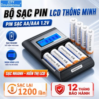Combo Pin Sạc AA/AAA 1.2V + Sạc UKL575B Trắng + Hộp Đựng Doublepow - Giá 80.000đ, Mic Không Dây, Máy Ảnh
