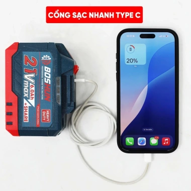 Combo Pin Sạc BOSHUN 15 Cell 21V 6.0Ah - Pin Lithium Dung Lượng Lớn, Cổng Type-C, Giá Ưu Đãi 425.000 VND 6
