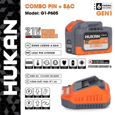 Combo Pin sạc HUKAN G1-P605 15cell 6A kèm sạc 1.5A - Chân pin phổ thông, giá ưu đãi 773k 2