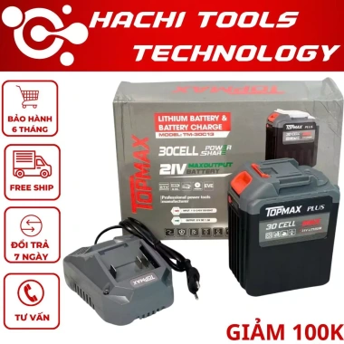 Combo Pin Sạc TOPMAX 30Cell Mạch 8Fet - Sạc nhanh, chân pin chuẩn, LED báo pin
