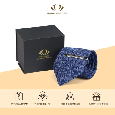 Combo quà tặng 2 món Cà vạt lụa tơ tằm và Kẹp cà vạt cao cấp - Thomas Nguyen, giảm giá 19% 5