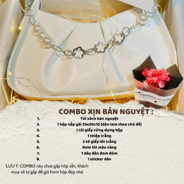 Combo Quà Tặng Sang Trọng Túi Xách Bán Nguyệt và Set Hộp Quà Giá 250k Quà Bạn Gái, Người Yêu, Sinh Nhật, 8/3, Valentine