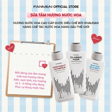 Combo Quà Tặng Valentine Fanmen - 3 Sữa tắm 150ml + 3 Nước hoa nam 10ml - Giá 379k 3
