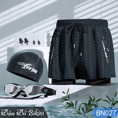 Combo quần bơi nam 2 lớp đẹp kèm kính, mũ, bịt tai, kẹp mũi + túi đựng - Giá chỉ 350.000 VND 2
