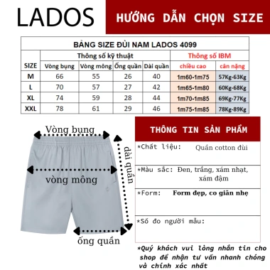 Combo quần short 4.099 + boxer trắng 4.129 Lados-7.131 chống lộ sịp - 153.000₫