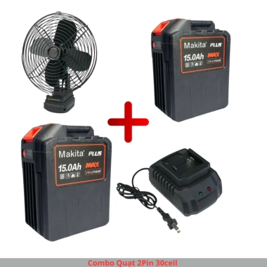 Combo Quạt Pin 30cell 8inch Lồng Sắt Chân Pin Phổ Thông - Giá 638.000đ