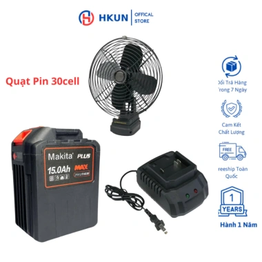 Combo Quạt Pin 30cell 8inch Lồng Sắt Chân Pin Phổ Thông - Giá 638.000đ