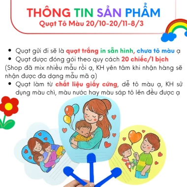 Combo quạt tô màu 20/10 20/11 8/3 - Quà tặng cho bé, dụng cụ thủ công 41.900₫