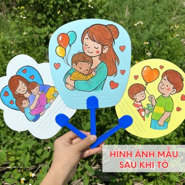 Combo quạt tô màu 20/10 20/11 8/3 - Quà tặng cho bé, dụng cụ thủ công 41.900₫