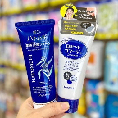 Combo Rosette Peeling Gel + Sữa Rửa Mặt Hatomugi Nhật Bản Dầu Mụn Giá 175k