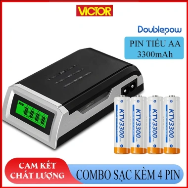 Combo Sạc LCD Thông Minh Tự Ngắt 04 Pin AA 3.300mAh Doublepow Hãng Giá 278.000 VND