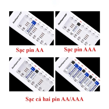 Combo sạc pin 8 viên 1.2V AA/AAA chính hãng - Dùng cho remote, mic không dây, đồ chơi - 96.000₫ 4 Combo sạc pin 8 viên 1.2V AA/AAA chính hãng - Dùng cho remote, mic không dây, đồ chơi - 96.000₫ 4