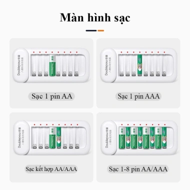 Combo sạc pin 8 viên 1.2V AA/AAA chính hãng - Dùng cho remote, mic không dây, đồ chơi - 96.000₫