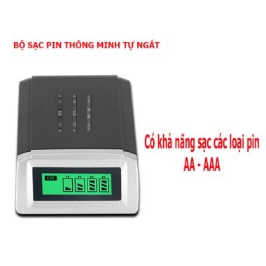 Combo Sạc Pin AA Tự Ngắt LCD K209 Đen + 04 Viên Pin A3.600mAh - Giá Ưu Đãi 262k