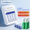 Combo sạc tự ngắt Doublepow C04 và 04 pin AA 1.300mAh xanh - Giá chỉ 112.000 VND