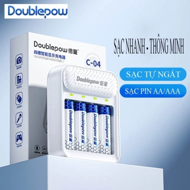 Combo sạc tự ngắt Doublepow C04 và 04 pin AA 1.300mAh xanh - Giá chỉ 112.000 VND 2