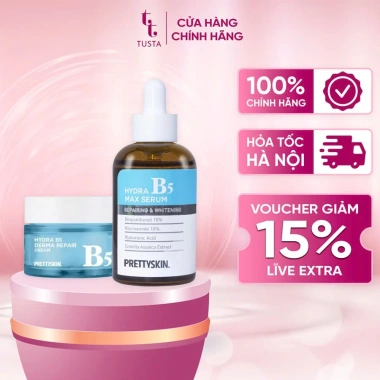 Combo Serum Kem Dưỡng Ẩm PrettySkin Hydra B5 Derma Repair 52ml Giá chỉ 415.000đ